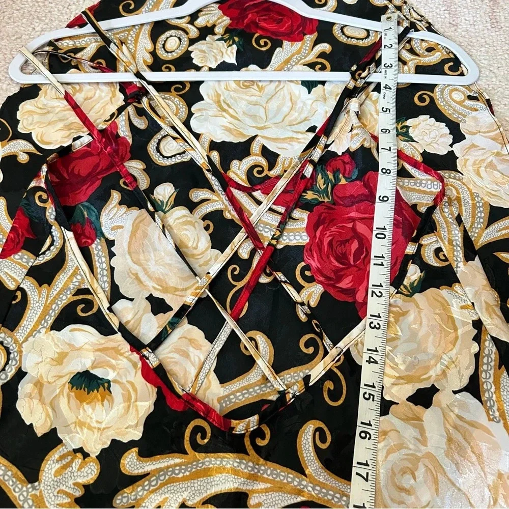 Vintage LA Intimates Rose Satin Slip Nightgown Dark Floral Size Small Old Money - Picture 11 of 14